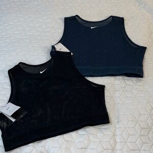 Nike Pro Cropped Sheer Mesh Tank BUNDLE OF 2 Black Navy Women's  Size XL